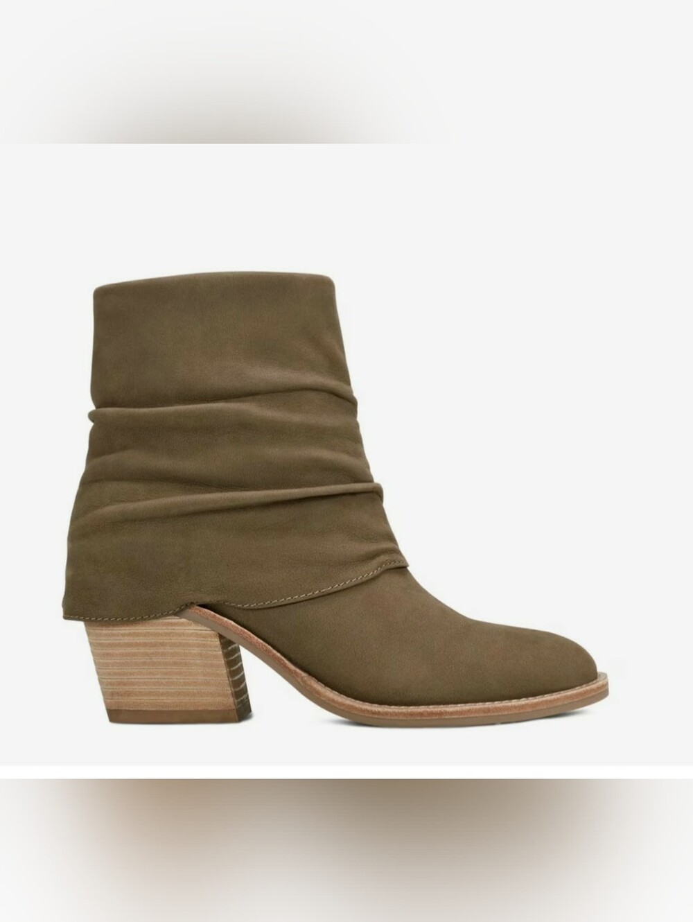 Earth Women's Olive Green Suede Slouch Ankle Boots Size 10